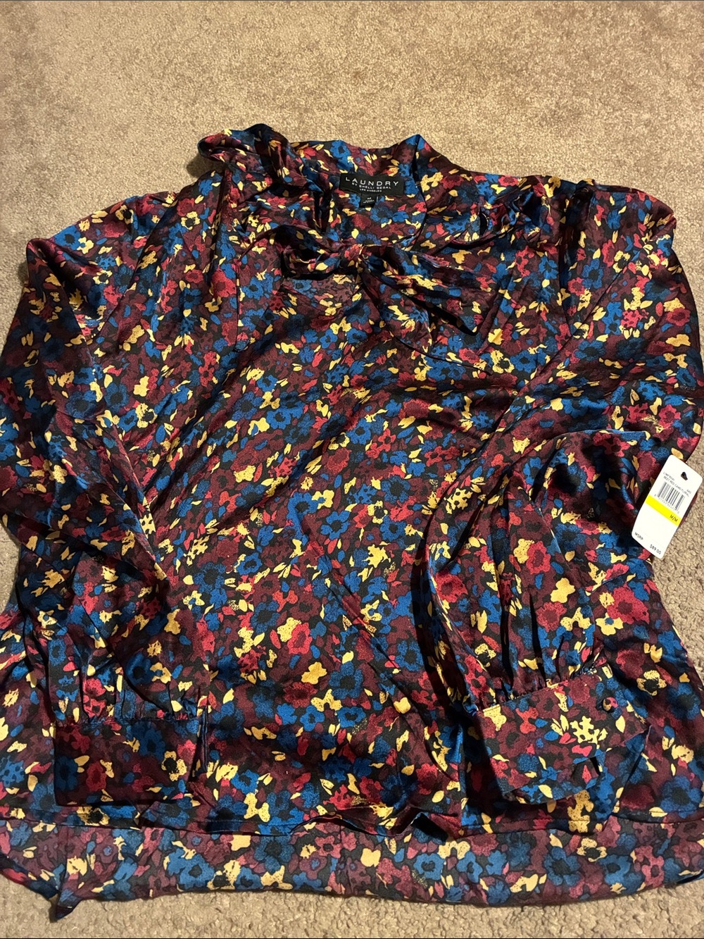 Laundry by Shelli Segal Women's Floral Tie-Neck Blouse - Burgundy Multi
